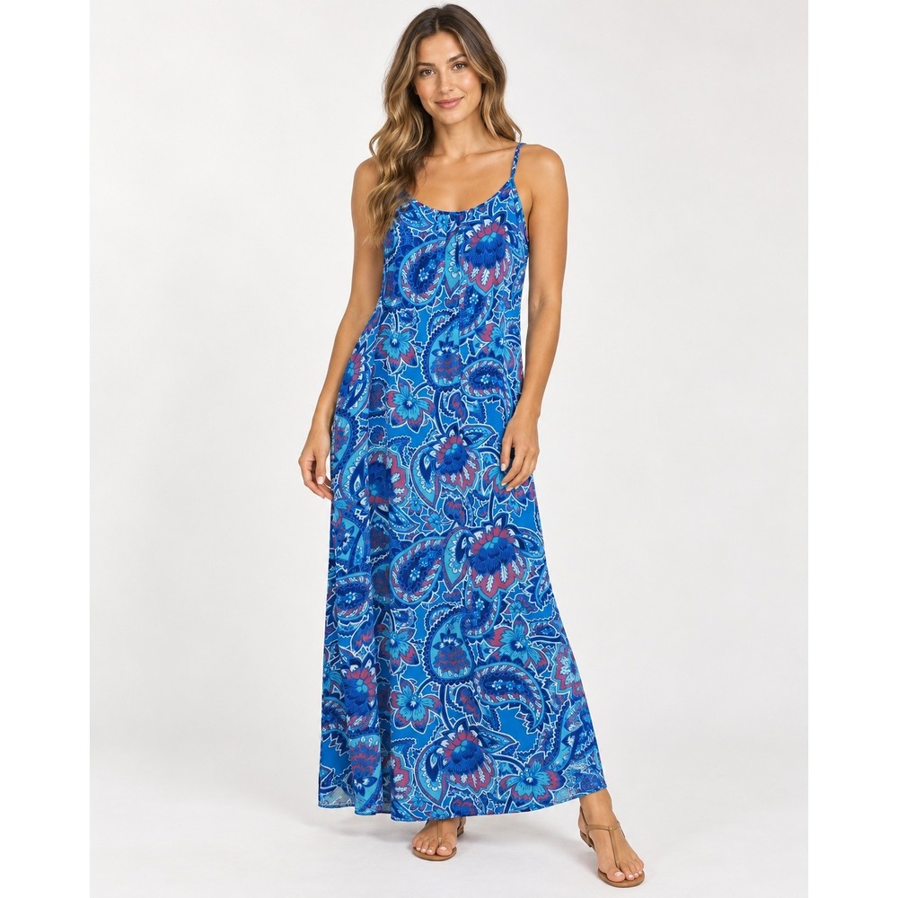 Show Me Your Mumu Turlington Maxi Dress Blue Floral Paisley Boho Summer Size S